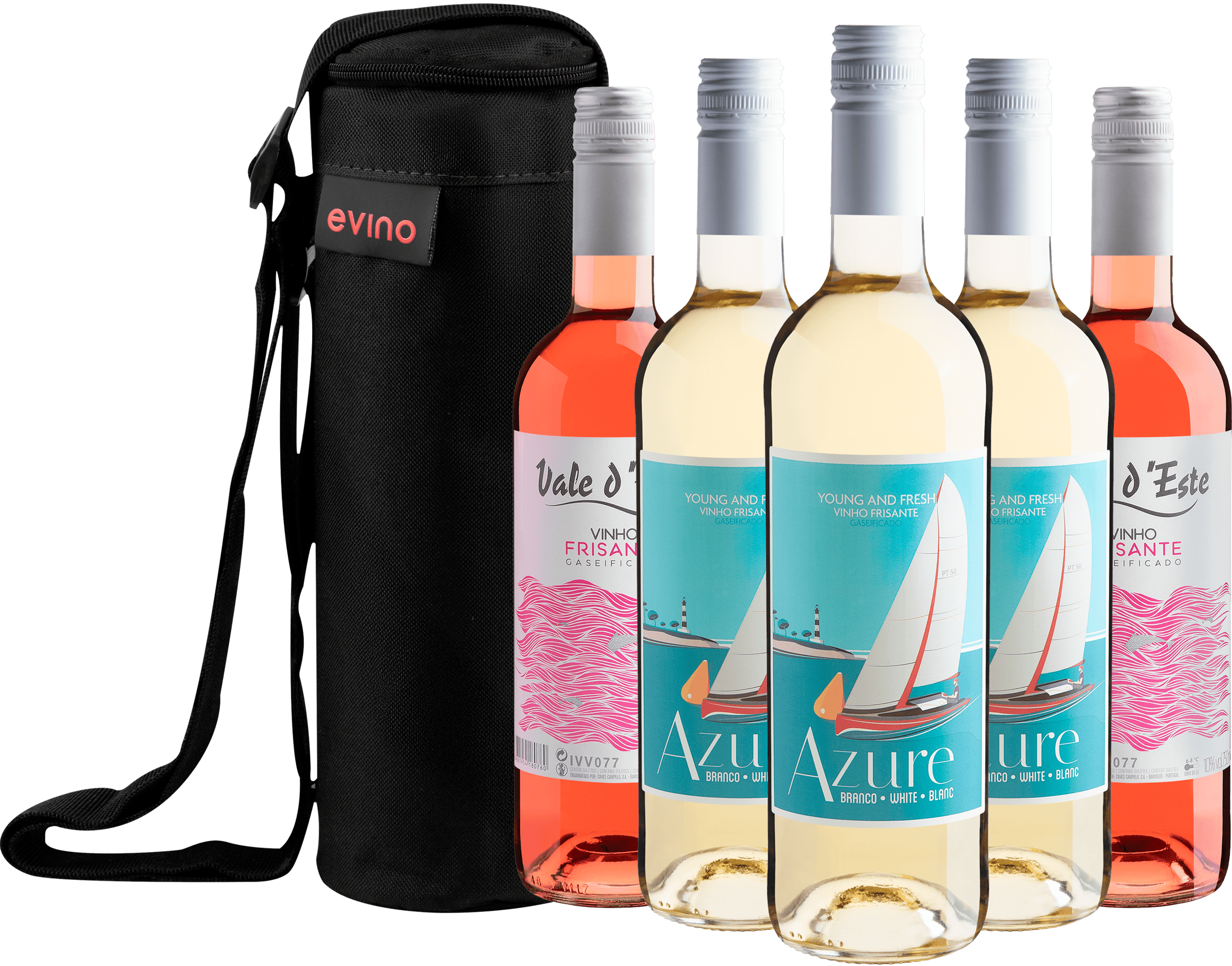 Kit Frisantes | 3 Azure Branco + 2 Vale d'Este Rosé + Bolsa Exclusiva