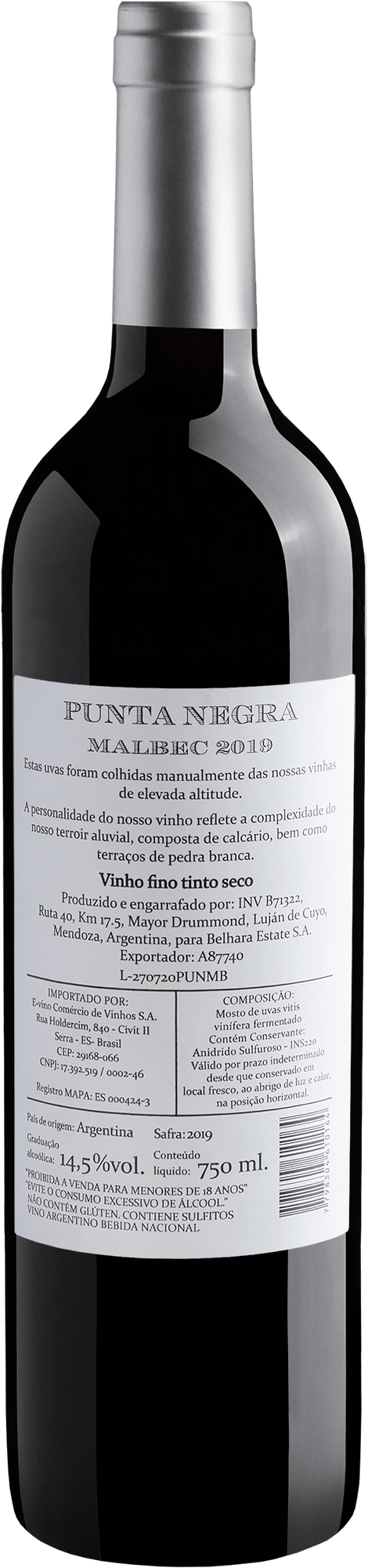 Punta Negra Wines of Belhara Malbec 2019 2