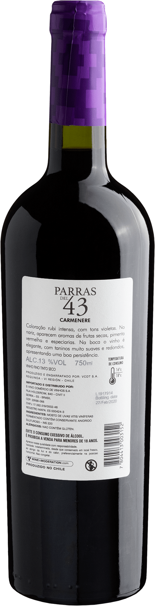 Parras del 43 Carménère Central Valley D.O. 2019 2