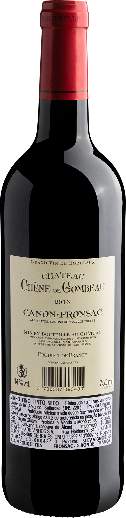 Château Chene de Gombeau Canon-Fronsac AOC 2016 2