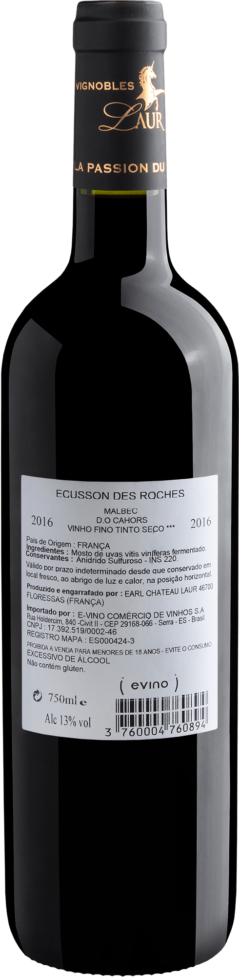 Ecusson des Roches Malbec Cahors D.O. 2016 2