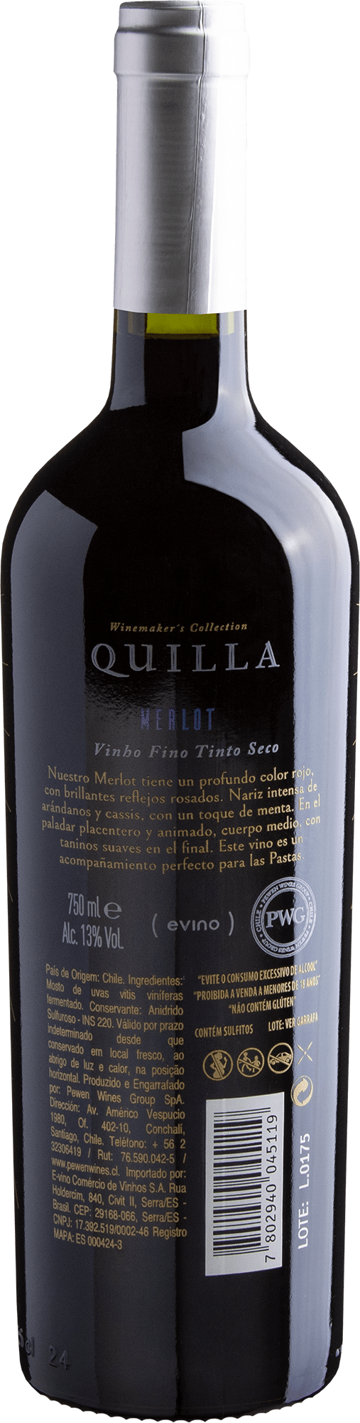 Quilla Winemaker's Collection Merlot Central Valley D.O. 2019 2