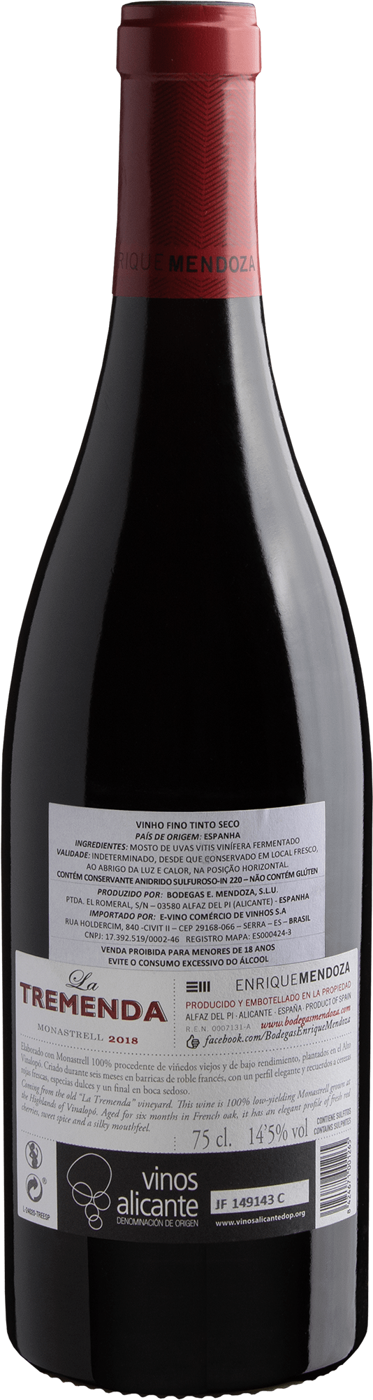 Enrique Mendoza La Tremenda Monastrell Alicante D.O. 2018 2