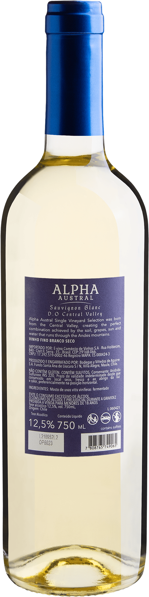 Alpha Austral Single Vineyard Selection Sauvignon Blanc Central Valley D.O. 2021 2