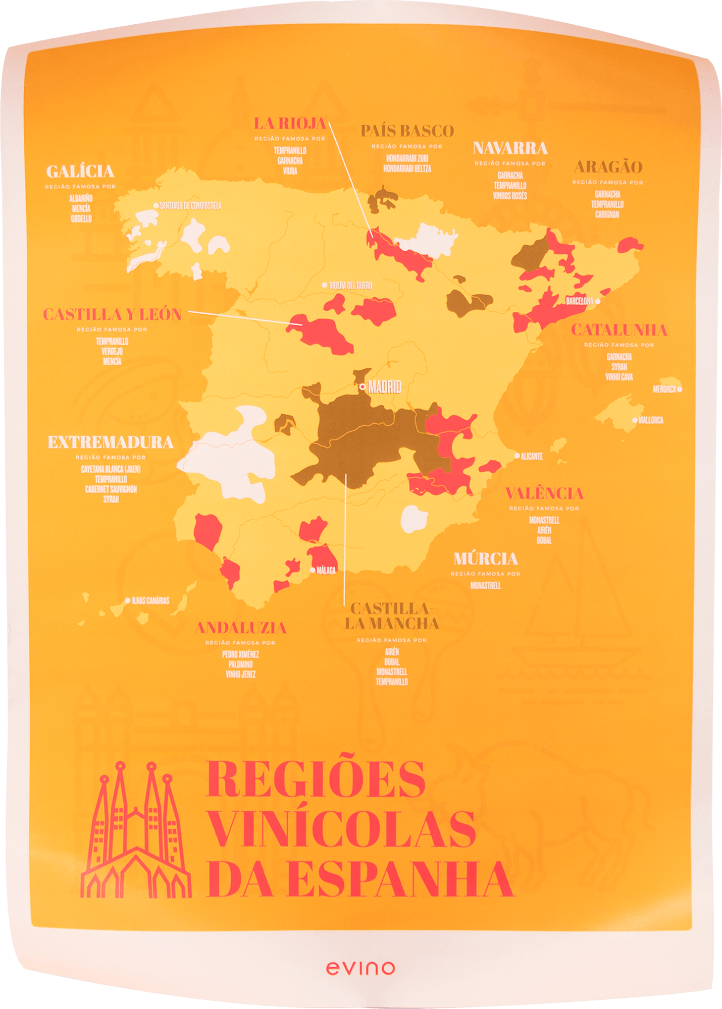 Pôster Regiões Vinícolas da Espanha