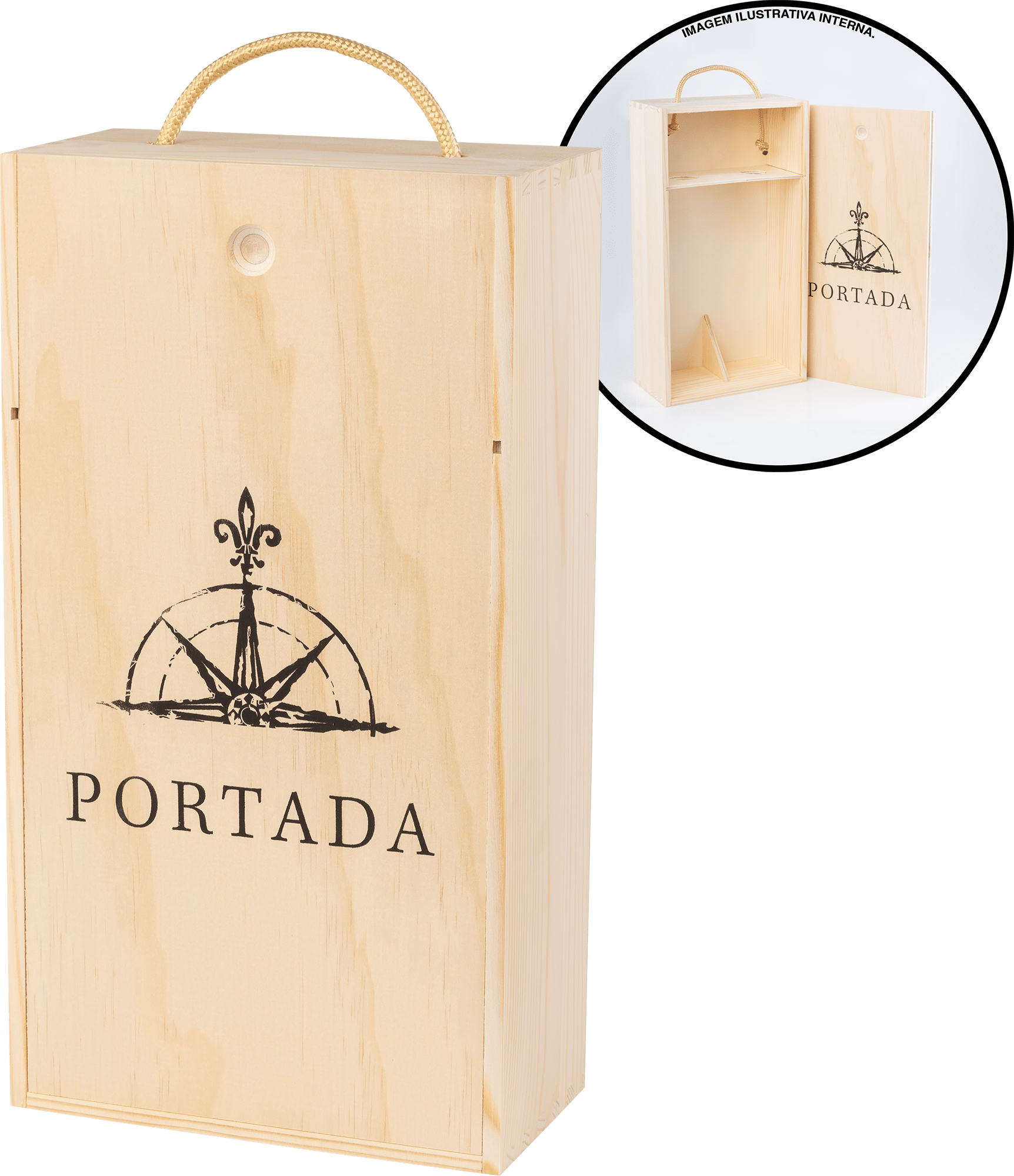 Caixa de Madeira Para 2 Garrafas - Portada