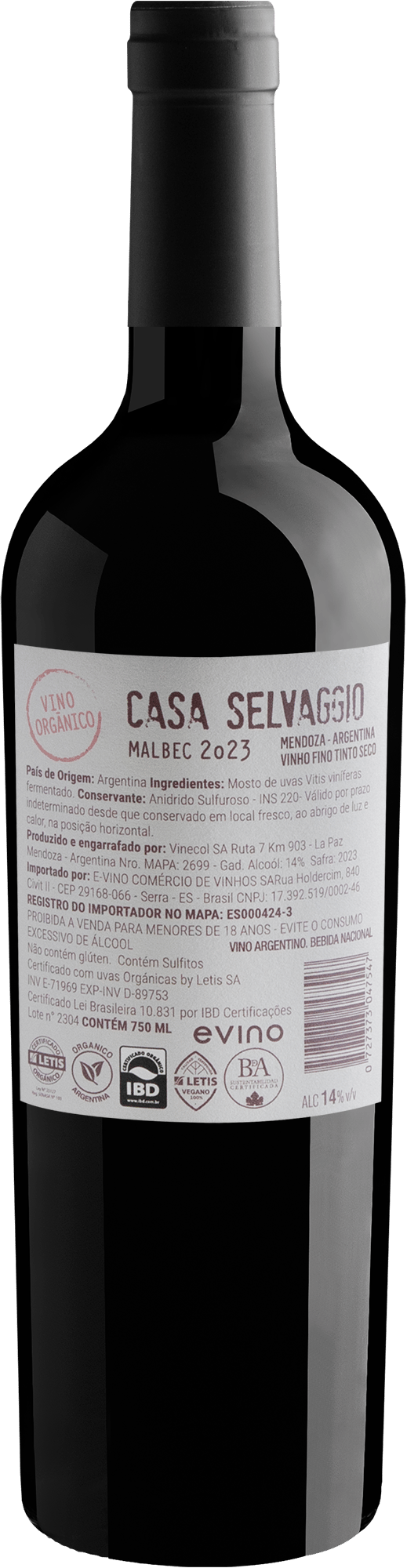 Casa Selvaggio Malbec Vino Orgânico 2023 2