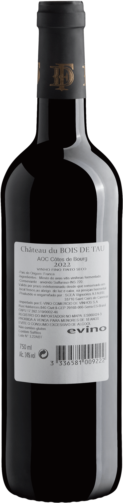 Château du Bois de Tau Côtes de Bourg AOC 2022 2