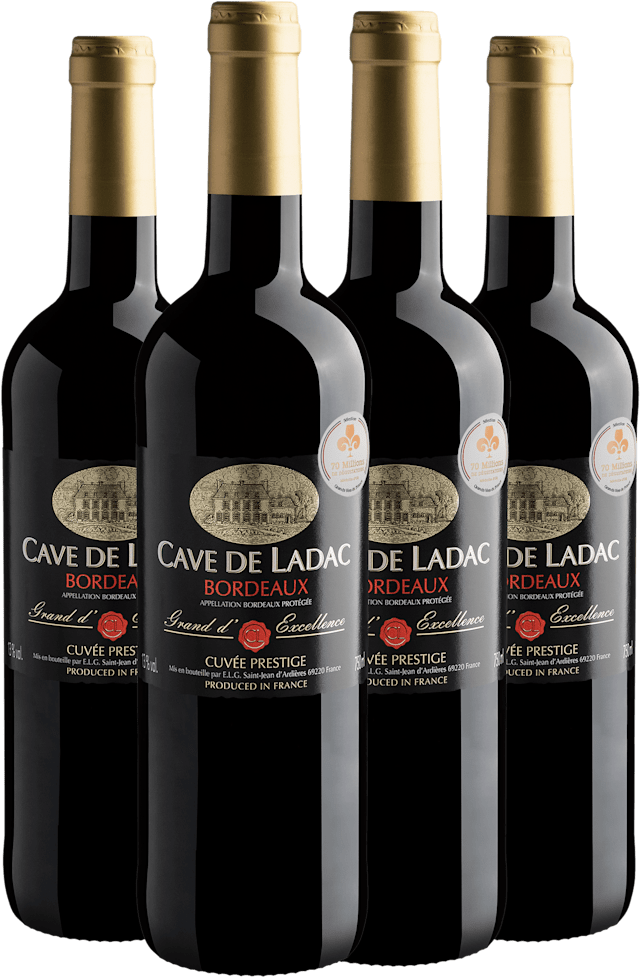 Kit 4 Cave de Ladac Grand d'Excellence Cuvée Prestige Bordeaux AOP