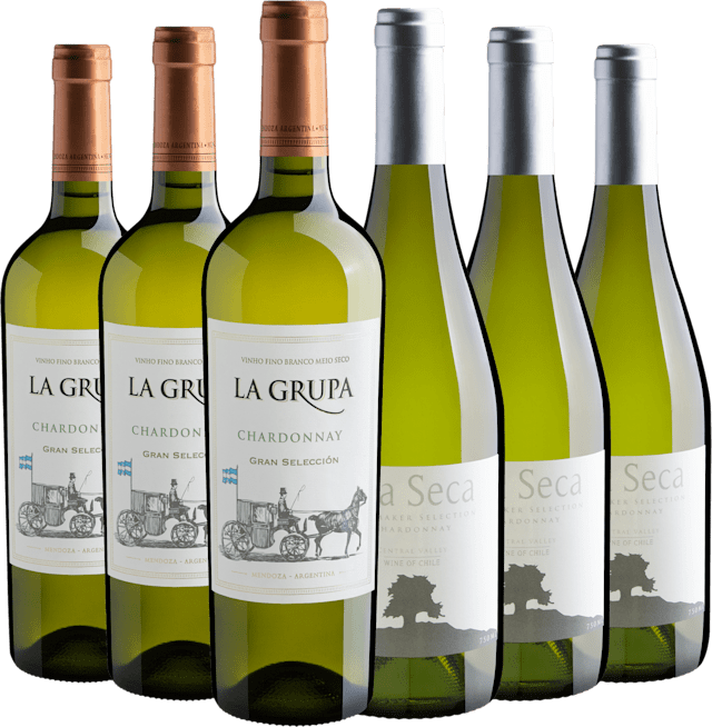 Kit Chardonnays | 3 La Grupa + 3 Isla Seca por R$26,90 cada garrafa
