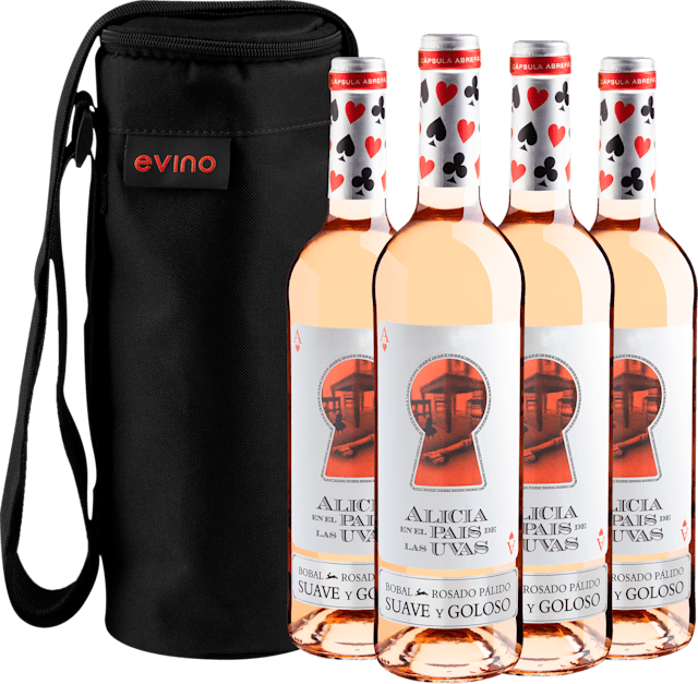 Kit 4 Alicia en el Pais de Las Uvas Bobal Rosado Pálido + Bolsa Exclusiva