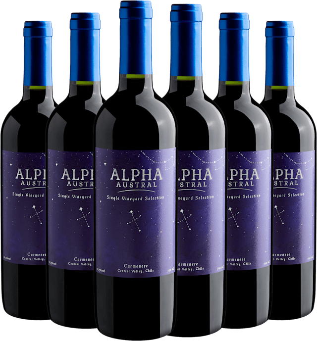 Kit 6 Alpha Austral Single Vineyard Selection Carménère Central Valley D.O.