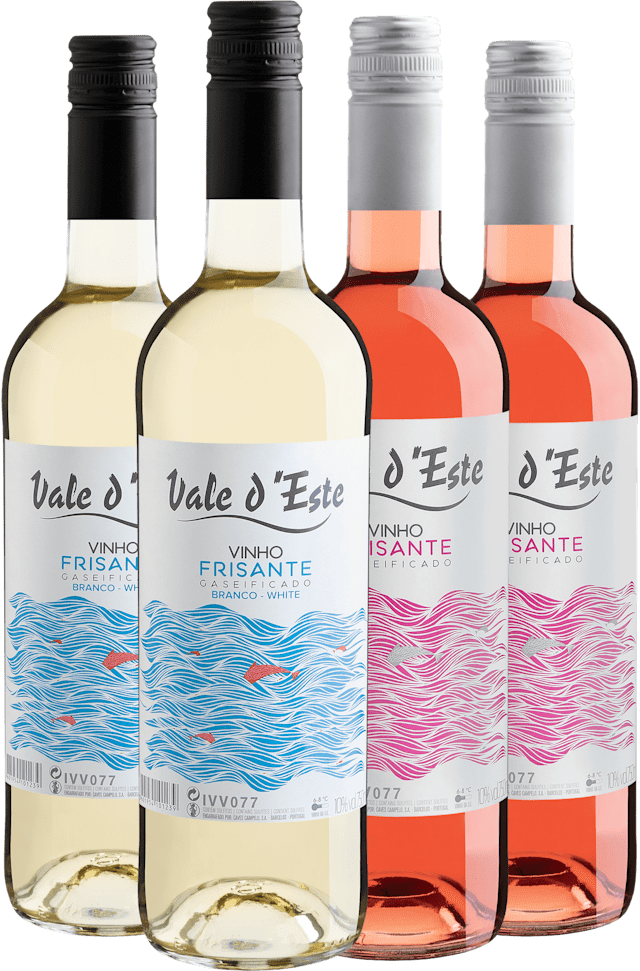 Kit Vale d’Este Frisante Gaseificado: 2 brancos + 2 rosés por R$36,90 cada garrafa