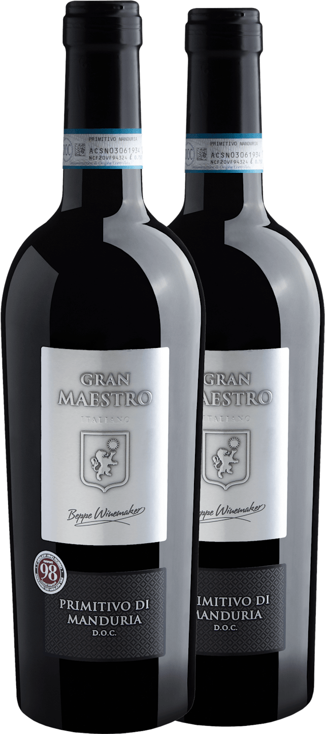 Kit 2 Gran Maestro Primitivo di Manduria DOC por R$149,90 cada garrafa