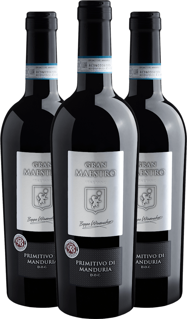 Kit 3 Gran Maestro Primitivo di Manduria DOC por R$139,90 cada