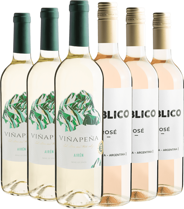 Kit 3 Viñapeña Airén + 3 Publico Rosé por R$32,90 cada garrafa
