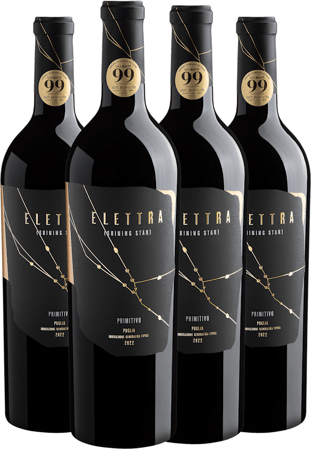 Kit 4 Elettra (Shining Star) Primitivo Puglia IGT por R$299,90 cada garrafa