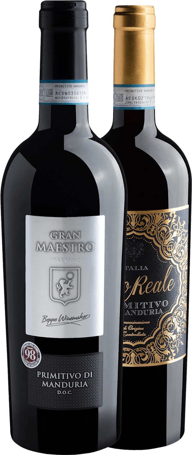 Kit Primitivo di Manduria 94+ Pontos | 1 Gran Maestro + 1 Nero Reale