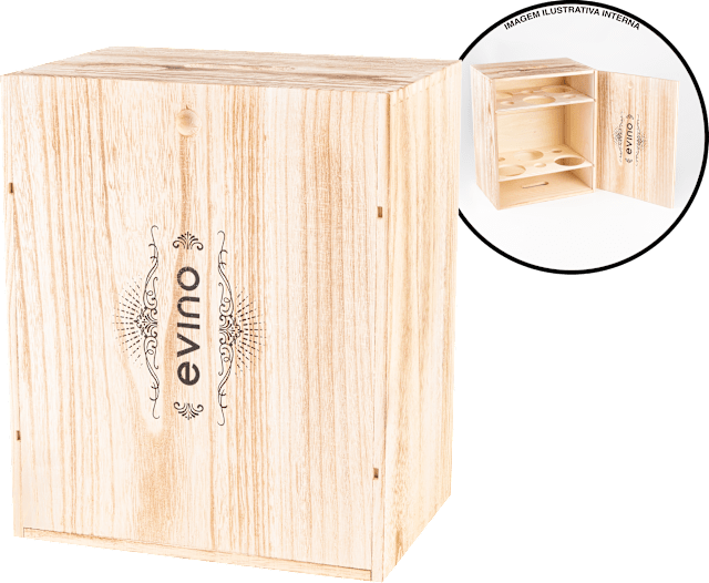 Caixa de Madeira Para 6 Garrafas Exclusivo Evino