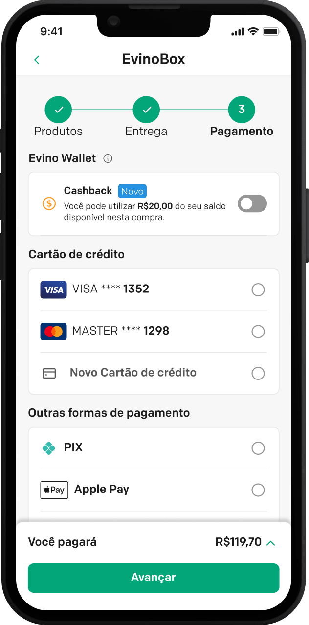 Smartphone exemplificando o uso do cashback.