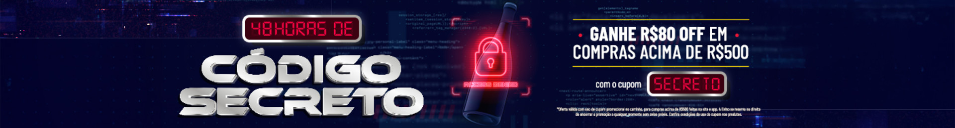 R$80 OFF em compras acima de R$500.