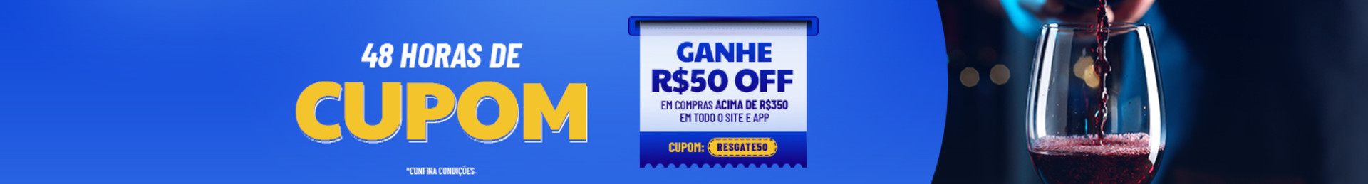 Ganhe R$50 em compras acima de R$350 no site e app com o cupom RESGATE50