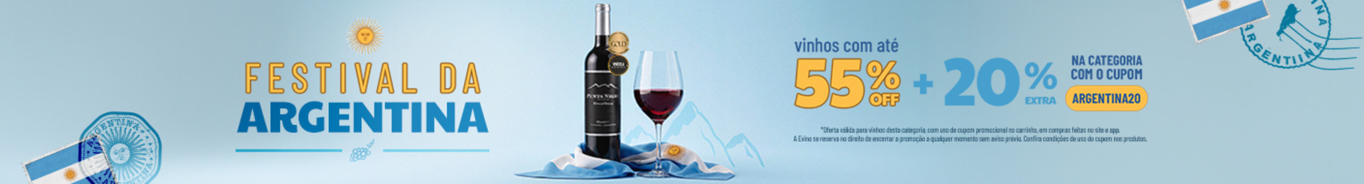 Uma seleção especial de kits com +20%OFF com o cupom ARGENTINA20 *Oferta válida com uso de cupom promocional no carrinho, em compras feitas no site ou app, em produtos dessa categoria. A Evino se reserva o direito de encerrar a promoção a qualquer momento sem aviso prévio. Consulte as condições de uso de cupom nos produtos.