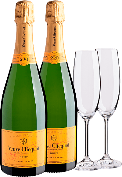 Kit Champagne Veuve Clicquot Brut + 2 Taças
