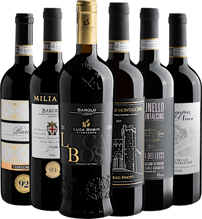 Kit 3 Barolos + 3 Brunellos de Montalcino