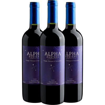 Vinho Bodegas Y Viñedos de Aguirre Tinto Seco Chile Alpha Austral Carménère 750ml - 3 Unidades
