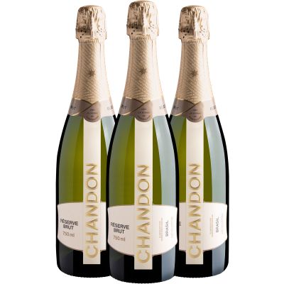Espumante Chandon Branco Brut Brasil Reserve Chardonnay, Pinot Noir, Riesling 750ml - 3 Unidades