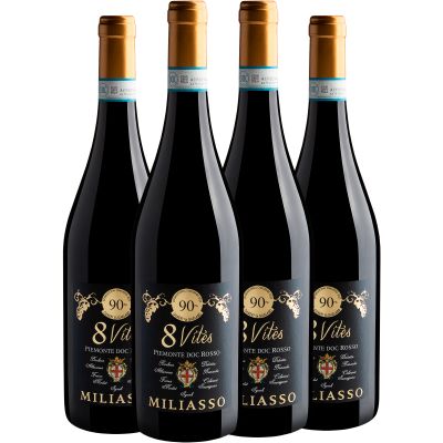 Vinho Dezzani Tinto Seco Itália 8 Vites Rosso Piemonte D.o.c Blend 750ml - 4 Unidades