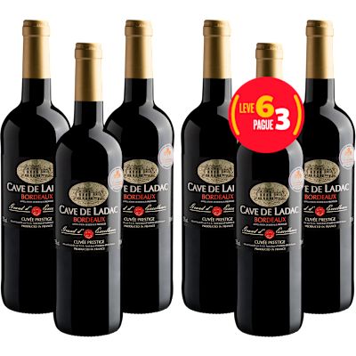 Vinho ELG Tinto Seco França Cave de Ladac Grand D'excellence Cuvée Prestige Cabernet Sauvignon, Merlot 750ml - 6 Unidades