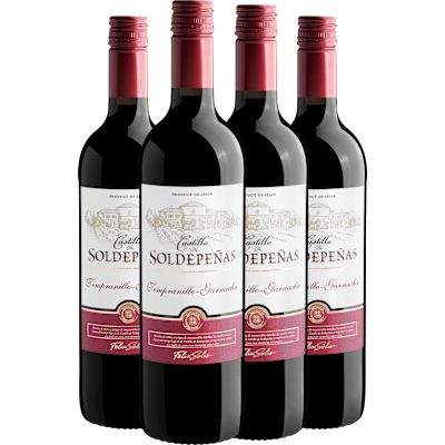 Vinho Felix Solis Tinto Seco Espanha Castillo de Soldepeñas Grenache, Tempranillo 750ml - 4 Unidades