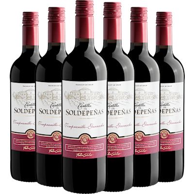 Vinho Felix Solis Tinto Seco Espanha Castillo de Soldepeñas Grenache, Tempranillo 750ml - 6 Unidades