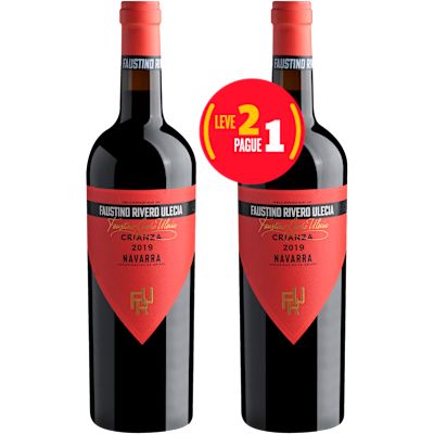 Vinho Faustino Rivero Ulecia Tinto Seco Espanha Crianza Navarra Blend 2019 750ml - 2 Unidades